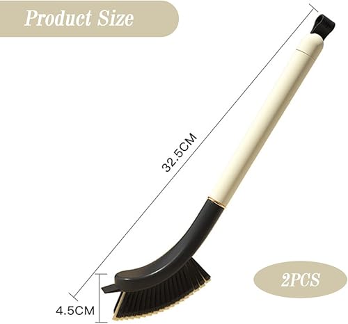 SanKristo 2 Pièces Brosse Nettoyage Salle de Bain, Multifonctionnelle Brosse de Nettoyage 3 en 1 avec Pince à Cheveux, Brosse de Nettoyage de Crevasses à Poils Durs en Forme de V (Beige) - Nail Gallerys