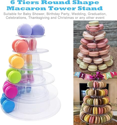 Présentoir Rond à Macarons à 6 Niveaux en Plastique pour Fête Prénatale, Anniversaire, Mariage, Décoration (1#) - Nail Gallerys