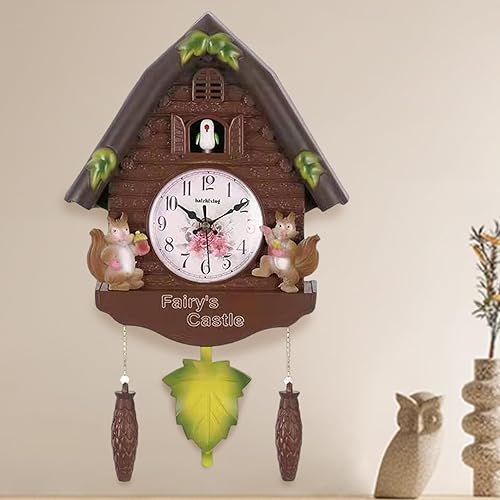 Corloge d'oiseau 1pc qui chante à l'heure charmante horloge horloger des horloges pour mur avec pendule de feuilles 16.5x10.2 '' '' A réglable Horloge de coucou de contrôle du volume pour le sal - Nail Gallerys