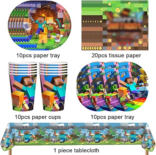 IFHDO Anniversaire Vaisselle Kit, 51 Pcs Décoration Anniversaire Ballon Vaisselle de fête, Comprend Assiettes, Gobelets en Papier, Serviettes, Nappes pour Deco Vaisselle Enfant - Nail Gallerys