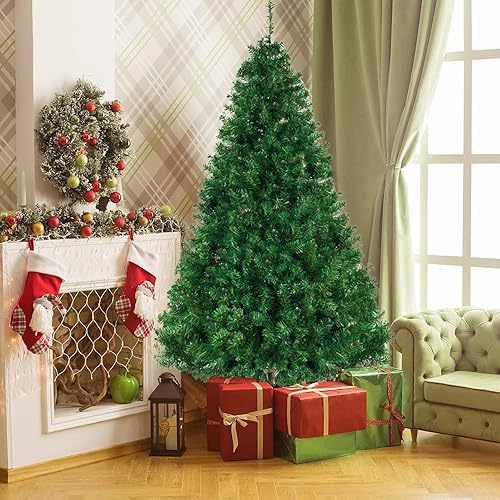 LEADZM Sapin de Noël Artificiel 120/150/180/210cm Vert Pied métal PVC décoration de noël Facile à Monter Vert Blanc (Vert, 120cm) - Nail Gallerys