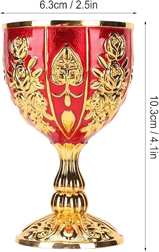 TREETDOBV Coupe dorée de 4 pouces, tasse de chalice royale, coupe vintage en métal, verre à liqueur, verre à liqueur rétro incassable, tasse à champagne pour les fêtes (rouge doré) - Nail Gallerys