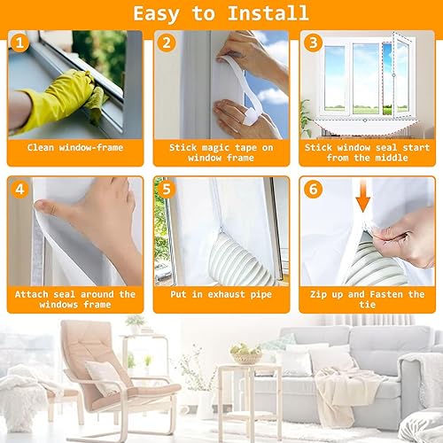 300cm Joint de Fenêtre Climatisation, Kit Joint de Fenêtre Climatisation Mobile, Double Curseur Kit Calfeutrage Climatiseur pour La Climatisation Mobile et Sèche-Linge - Nail Gallerys