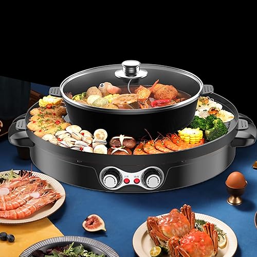Hotpot et raclette 2 en 1, élément chauffant électrique en acier inoxydable, barbecue coréen, revêtement anti-adhésif, Hotpot pour mijoter, cuisiner, rôtir - Nail Gallerys