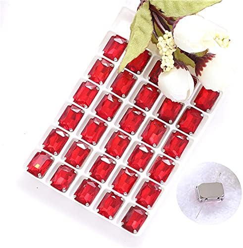 Rectangle forme cristal coudre sur verre strass avec argent griffe verre couture sur pierre artisanat pour vêtements accessoires-cristal,13x18mm 20pcs - Nail Gallerys