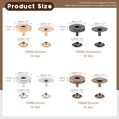 Wokape Lot de 65 fermoirs magnétiques ronds de 4 couleurs, 14 mm et 18 mm, assortiment de fermoirs à boutons, sac à main avec rondelle, parfaits pour les loisirs créatifs en nickel - Nail Gallerys