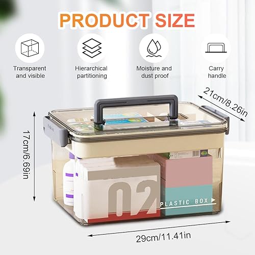 Boîte à médicaments, boîte à médicaments, boîte à médicaments, grande boîte à pharmacie pour la maison, en plein air (gris) - Nail Gallerys