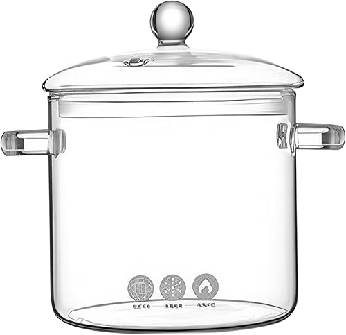 Pottes en verre pour cuisiner sur poêle, 3L Borosilicate Borosilicate Skmer Pot avec des poignées et des couvercles, un pot à bouillir transparent, un pot de cuisson en verre pour les pâtes, la soupe - Nail Gallerys