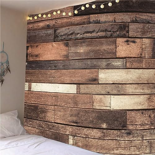 Daesar Tenture Psychédélique, Décoration de Chambre 3D Motif en Bois Drap Plage 350x256CM Marron Couverture Lit Polyester - Nail Gallerys