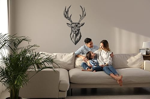 Décoration murale en métal, tête de cerf naturelle, décoration de salon, panneau mural, art mural en métal, décoration intérieure, tentures intérieures et extérieures (75 x 40 cm) - Nail Gallerys