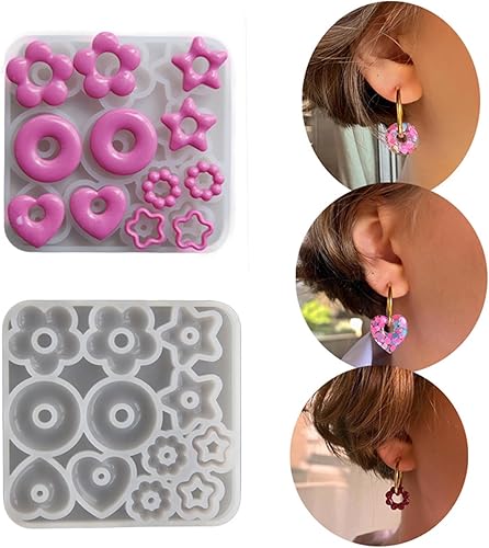 Bijoux En Résine Moule Silicone Coeur Star Fleur Bijoux Fabrication D'outils Moules D'oreille Adaptées À Fabrication Boucles D'oreille Pendentifs - Nail Gallerys