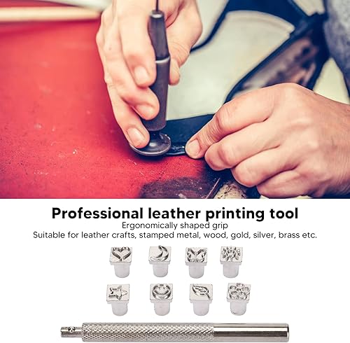 Outils D'estampage pour L'artisanat du Cuir, Ensemble de Poinçons en Métal avec 8 Poinçons à Motif en Cuir Facile à Saisir, Outil D' Transparent pour le Bricolage - Nail Gallerys