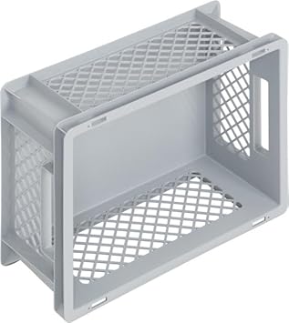 Bac plastique ajouré - Norme Europe - Empilable - Poignées ergonomiques - Fond plein - Gris - Boîte de rangement - Plusieurs dimensions au choix (600 x 400 x 170 mm) - Nail Gallerys