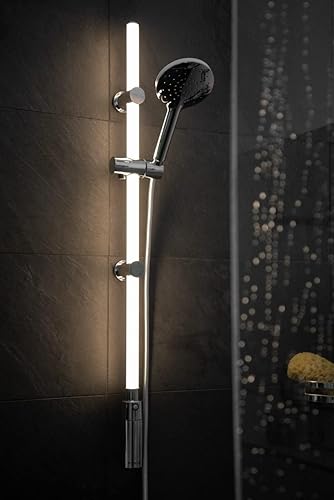 Wenko Barre de Douche avec LED Lumineuse, Support de Douche, Barre de Douche, Blanc Chaud, 74 cm - Nail Gallerys