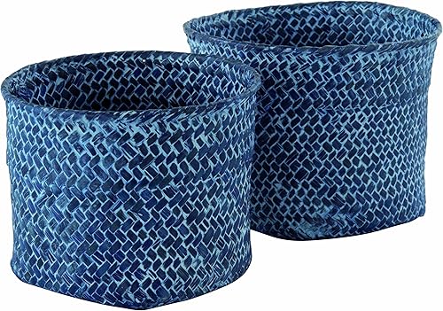 Compactor Lot de 2 Paniers de Rangement en Jonc de Mer Naturel Tressé à la Main, Beige, RAN6534 - Nail Gallerys