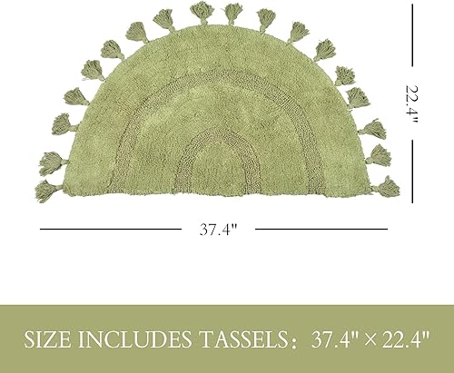 TOPSMCHER Tapis de bain bohème en coton avec pampilles fabriqué à la main avec coussinet antidérapant pour salle de bain, salon, chambre à coucher, 81,3 x 50,8 cm, moutarde - Nail Gallerys