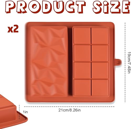 UieaMsio Moule Tablette Chocolat,Lot de 2 Moules À Barres De Chocolat Profonds En Silicone,Mini Moules pour Chocolats,anti-adhésif, moule en silicone marron - Nail Gallerys
