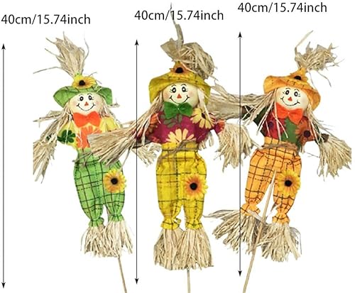 Kagodri Lot de 3 mini épouvantail pour décoration de jardin ou d'Halloween - Nail Gallerys