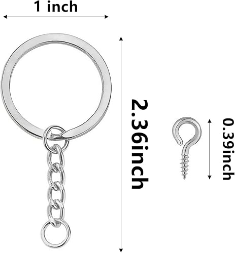 360 Pièces Chaîne et Anneau de Jonction Ouvert, Attache Porte Clé Clips de Porte, Clef Métal Fermoirs Fermoirs, Porte Clés Plats en Métal, pour DIY Craft Making Bijoux Porte Clés Accessoires - Nail Gallerys