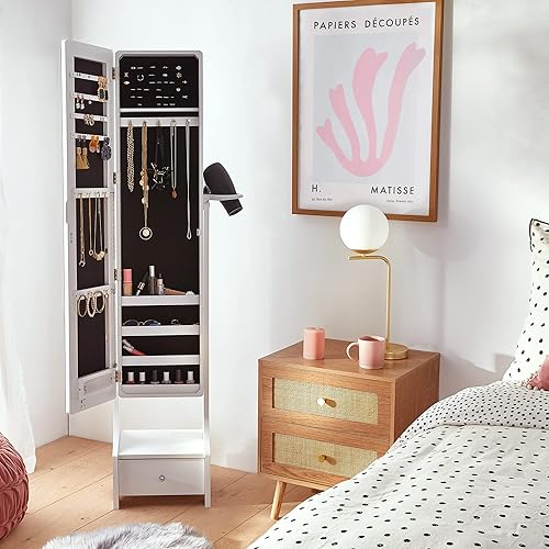 Armoire à bijoux et maquillage sur pied avec miroir et lumières DEL par Beautify - Nail Gallerys