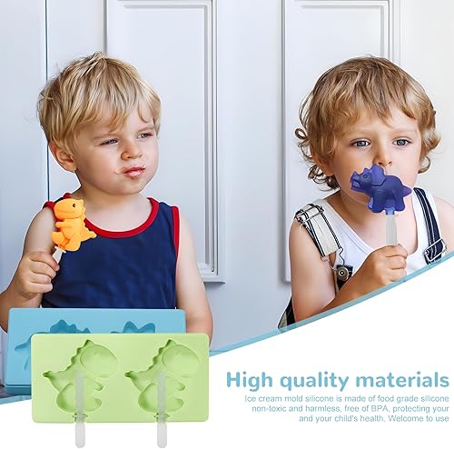 Gfamous 2 Pièces Moule à Glace Pour Enfants,Moules à Glace en Silicone pour Enfants,Mini Moule a Glace Réutilisable,Sans Bpa,Réutilisable, avec couvercle，DIY Moule Sorbet（Dinosaure + Monstre） - Nail Gallerys