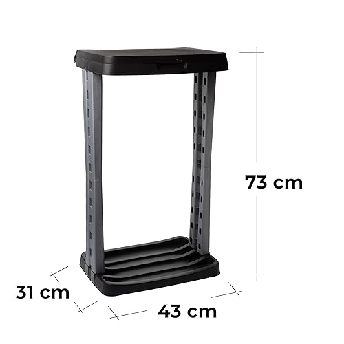 Support pour sacs poubelle de 120 l, extra stable et robuste, gris argenté, en plastique de qualité supérieure, idéal pour l'intérieur et l'extérieur, facile à nettoyer et durable, dimensions : 73 x - Nail Gallerys
