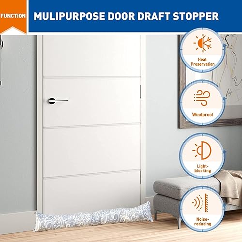 agri Boudin de porte rembourré vintage pour porte et fenêtres, dimensions L 120 x P 10 x H 10 cm, en polyester - Protection anti-vent universelle, contre le froid pour garder la chaleur - Nail Gallerys