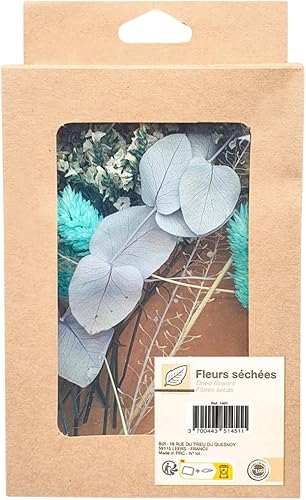 Fleurs séchées - Ton Bleu - 10 pièces - jusqu'à H 13 cm Environ - Herbes, épis, Bouquet, séchés, bohème, Esprit, Nature, Campagne, Offrir, Cadeaux, fête des mères, noël, Anniversaire, - Nail Gallerys