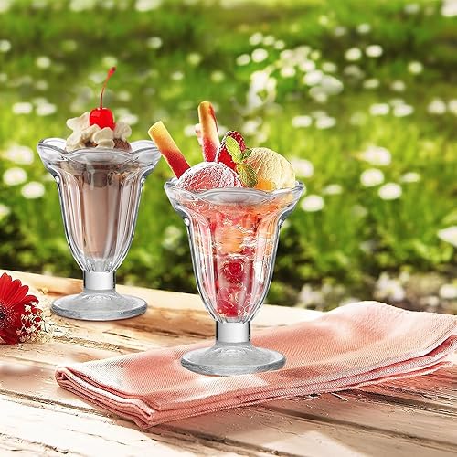 BEIJIALY Lot de 6 Tasses à Glace en Verre Transparent, Tasses à Dessert Classiques sur Pieds, Bol à Dessert, Verres à Coupe Glacée Transparents, Tasses à Yaourt Glacé pour Salades de(Clair) - Nail Gallerys