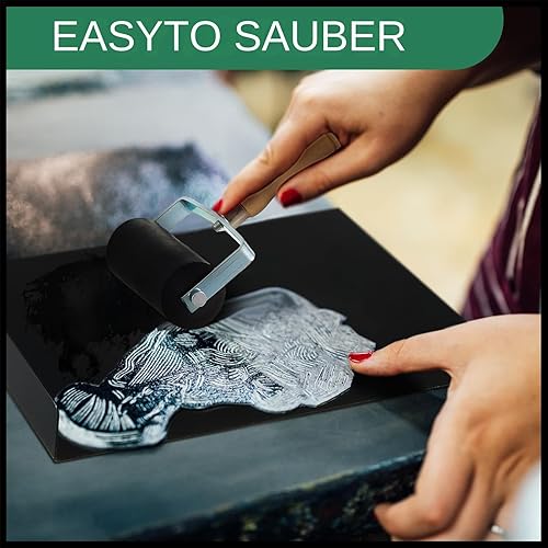 Sghtil Kit d'impression bloc pour débutants, bloc de linoléum pour l'impression graphique, poignée confortable, kit de sculpture complet, plaque d'encre avec trous de vis pour travaux de papier - Nail Gallerys