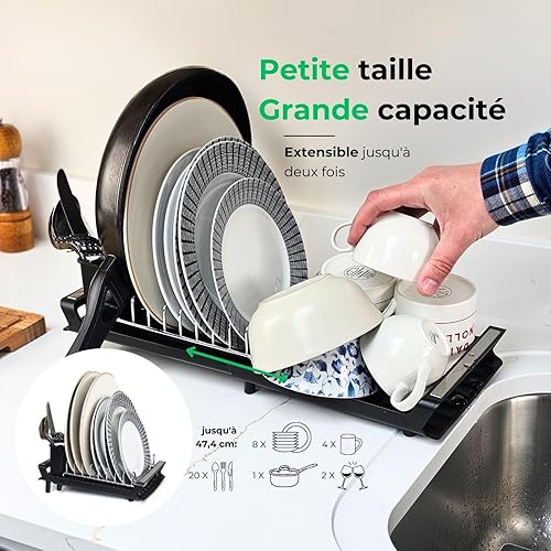 Clove Mini Egouttoir Vaisselle sur Evier 30x20 cm Petit Égouttoir Cuisine Accessoires Camping Car Rangement Caravane Séchoir Étendoir Range Couvert Seche Evier avec Base Inclinée - Nail Gallerys