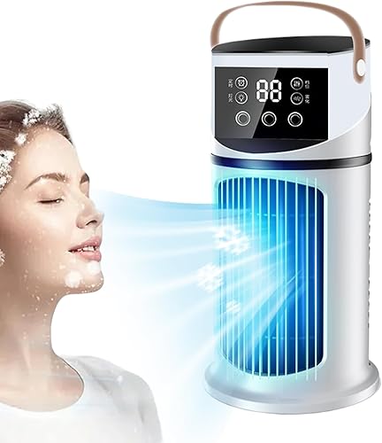 Rafraichisseur D'air Silencieux Ventilateur Rafraîchisseur D'Air Portable - Climatisation Personnelle 9 Vitesses - Pour Bureau Chambre Tente Camping - Silencieux Économe Évaporatif - Nail Gallerys