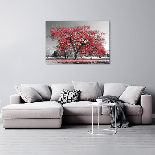 DekoArte 16 - Impression Sur Toile Moderne D'Images Artistiques Numérisées | Toile Décorative Pour Votre Salon Ou Votre Chambre | Style Paysage, Arbres Rouges et Nature | 5 Pieces 150 x 95 cm - Nail Gallerys