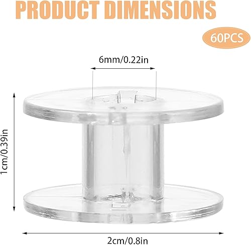 Abeillo Lot de 60 bobines de machine à coudre - En plastique transparent - Pour machine à coudre - Bobines universelles - Accessoires de couture pour la plupart des machines à coudre - Nail Gallerys