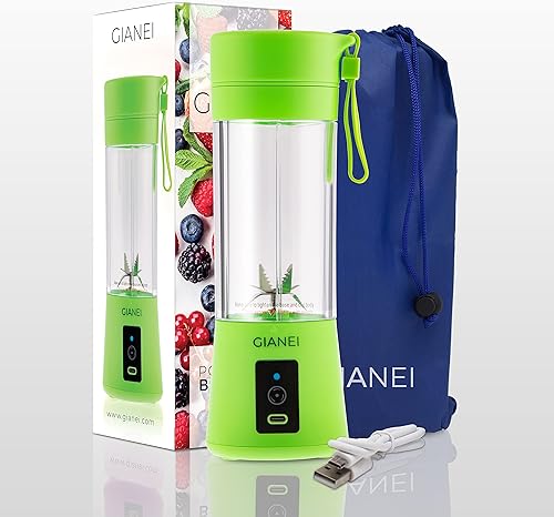 Gianei mini Mixeur Portable USB - Mini melangeur cuisine multifonctionnel, mélangeur à smoothie pour smoothies aux fruits et légumes avec étui de transport. 380 ml, 6 lames en acier inoxydable - Nail Gallerys