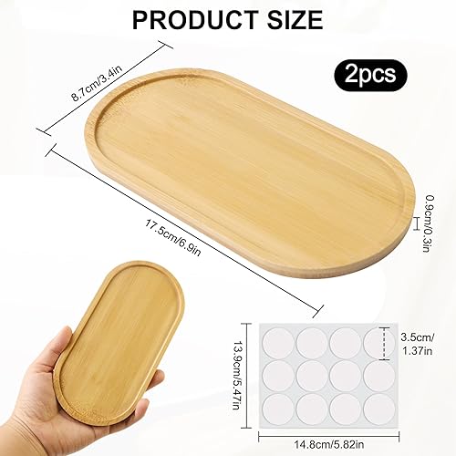 Parastar Lot de 2 plateaux en bois décoratifs - Plateau ovale en bambou - Plateau décoratif en bois pour dessous de verre - Plateau en bois pour dessous de verre - Plateau de service en bois - Plateau - Nail Gallerys