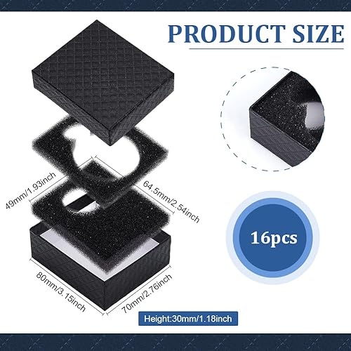 BENECREAT 16 boîte de Présentation pour Montre de Poche Boîtes D'Emballage de Montres Texturées en Losange Noir Coffret Cadeau Montre de Poche pour Entreprise Voyages Voyage 8x7x3cm - Nail Gallerys