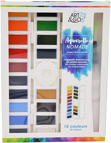 ART&GO Palette d'Aquarelle Nomade 18 couleurs + pinceau réservoir - Nail Gallerys