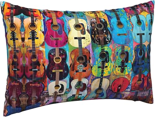 GUOLGP Housse de coussin décorative avec fermeture éclair dissimulée Motif guitare acoustique et guitare - Nail Gallerys