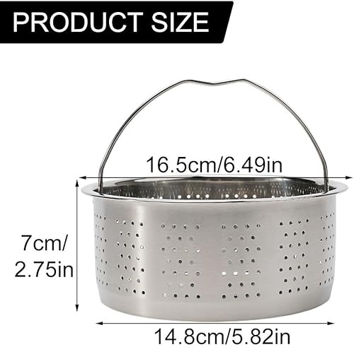 Passoire à légumes en acier inoxydable avec poignée en silicone pour une cuisson efficace de la vapeur dans les autocuiseurs (21,5 cm court) - Nail Gallerys