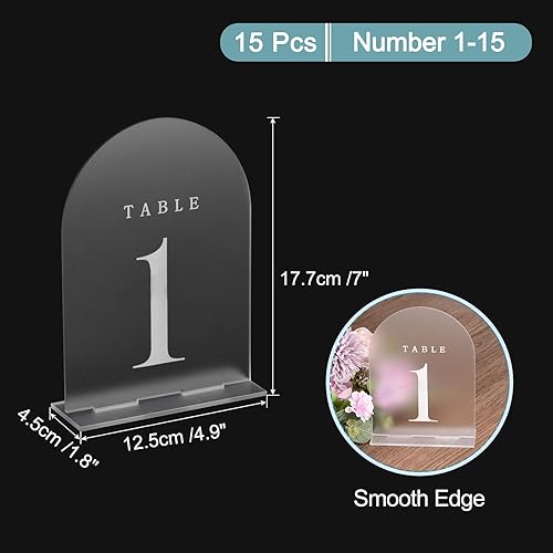 sourcing map Lot de 20 panneaux en acrylique transparent de 12 x 17 cm avec support, pour numéro de table de mariage (numéro 1 à 20) - Nail Gallerys