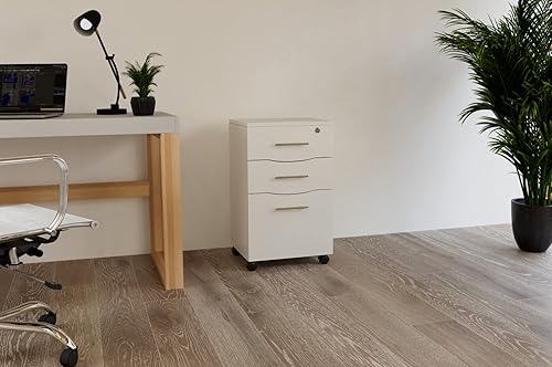 MMT Furniture Designs Ltd Meuble de Bureau Mobile à 3 tiroirs verrouillables Blanc - Nail Gallerys