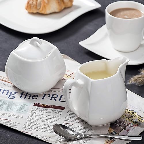 MALACASA, Série Elvira, Pot à Lait et Sucrier avec Couvercle Porcelaine, Pot à Crème Boîte à Sucre - Nail Gallerys