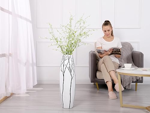 Leewadee Grand Vase A Poser Au Sol 65 cm Haut - Vase De Sol pour Fleur Ou Pampa, Blanc, Résine - Nail Gallerys