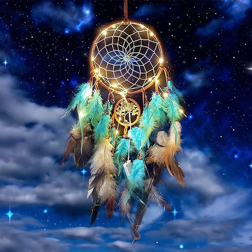 CHMMY Attrape Reve Enfant,Decoration Chambre Fille Fait Main Lumineux Attrapeur de rêves Plume Tapisserie Bohémien Accueil Chambres Mur Pendaison Mariage Décoration (Dreamcatcher-5) - Nail Gallerys