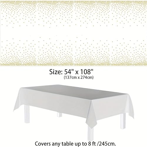 4 Pièces Nappes Jetables, Nappes Fête Rectangulaires à Pois Blancs et Dorés pour Mariages, Noël, Fêtes d'anniversaire, Pique Niques (137 x ​274 cm) - Nail Gallerys