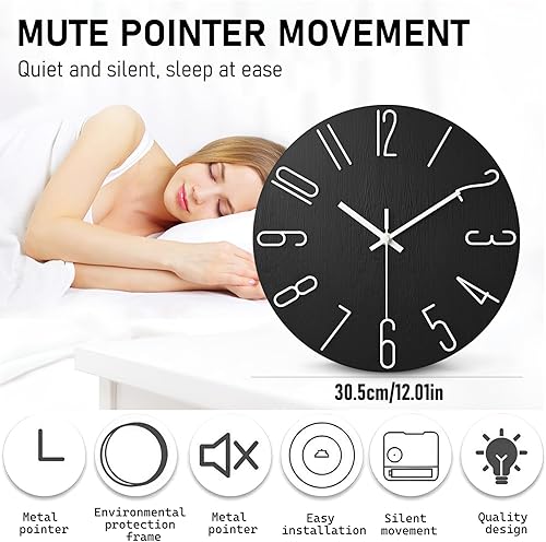 AUSYIWI Horloge murale, 30 cm, silencieuse, pour maison, salon, cuisine, bureau, décoration d'hôtel (bleu) - Nail Gallerys