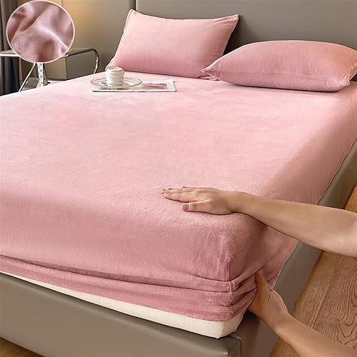 Drap-Housse Peluche Drap-housse élastique chaud et épais en flanelle de couleur unie, housse de matelas d'hiver réglable, linge de lit en velours, tailles 90/160/180/200 Drap Housse Hiver(Light Grey,1 - Nail Gallerys