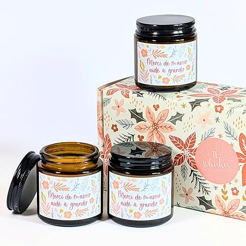 1-3 Grandes bougies parfumées | Merci de m'avoir aidé à grandir | Cadeau fin d'année scolaire, Cadeau maitresse d'école, atsem, aesh, crèche, nounou | Te Whaka (1) - Nail Gallerys