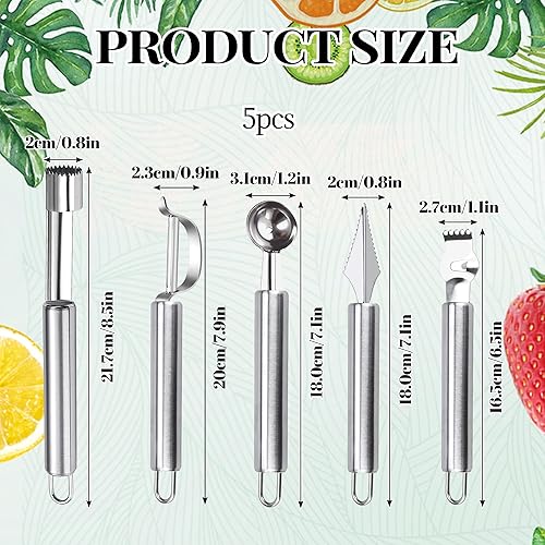 Lot de 5 outils à fruits avec dénoyauteur de pomme en acier inoxydable - Coupe-zesteur - Grattoir à citron - Couteau à sculpter les fruits et légumes - Emporte-pièce pour fruits et légumes - Nail Gallerys